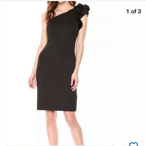 Eliza J Black Sheath one shoulder stretch dress
